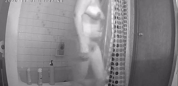  Hidden Camera in my Teen Sisters Shower and She Masturbates